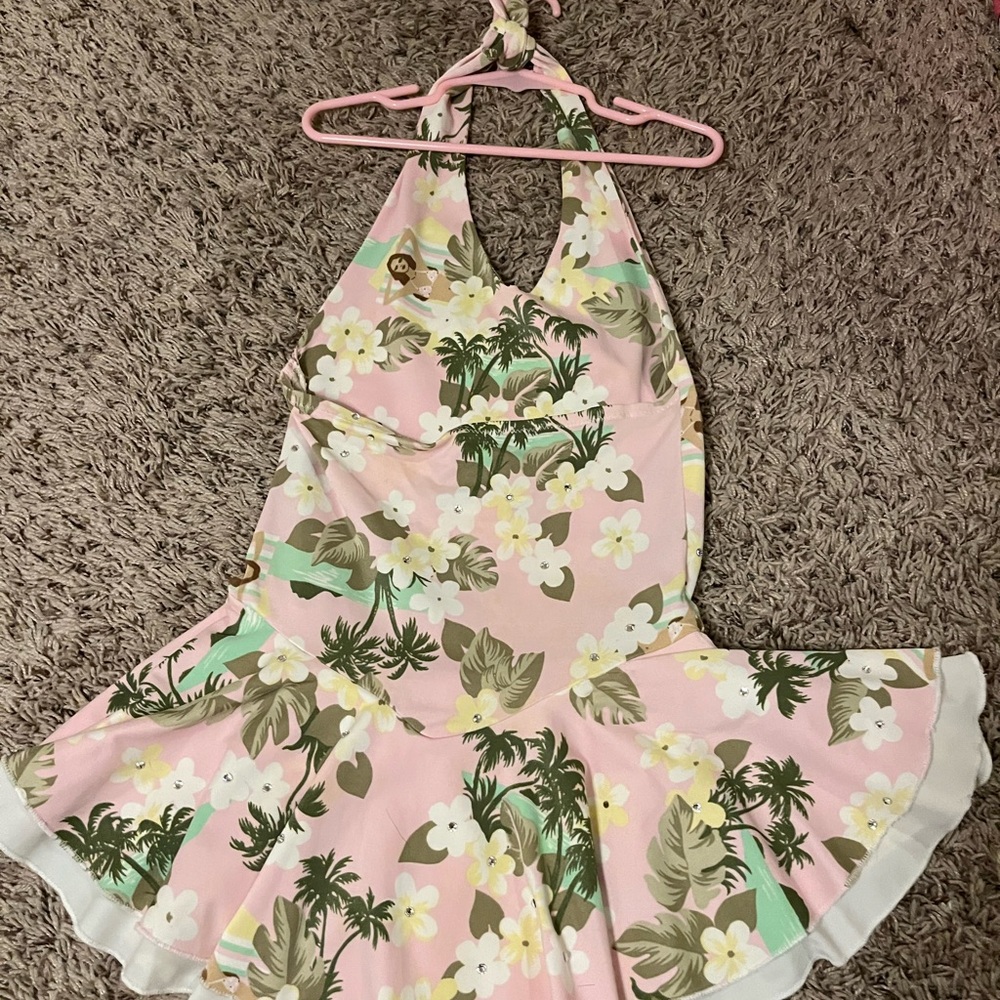 Floral Halter Dress in Pink and Green for kids